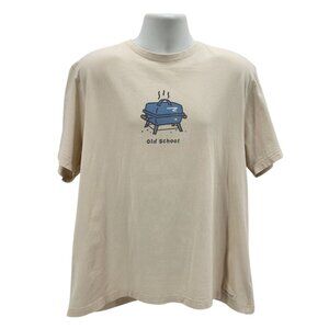 Life Is Good Mens XL Shirt Classic Fit Old School Grill Ivory Graphic
